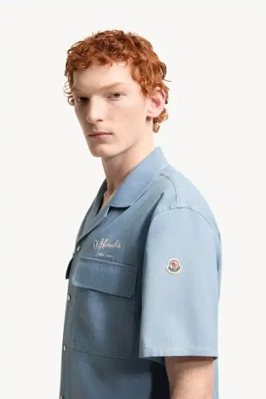 Moncler Embroidered Logo Denim Shirt | Thumbnail 4 Moncler Embroidered Logo Denim Shirt | Thumbnail 4