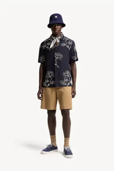 Moncler Embroidered Linen Blend Shirt | Thumbnail 3 Moncler Embroidered Linen Blend Shirt | Thumbnail 3