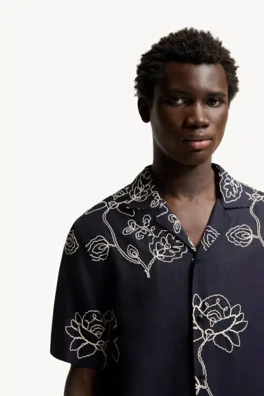 Moncler Embroidered Linen Blend Shirt | Thumbnail 7 Moncler Embroidered Linen Blend Shirt | Thumbnail 7