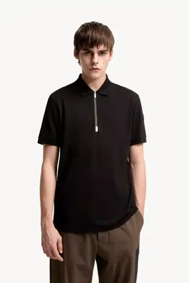 Moncler Logo Cotton Piquet Half-zip Polo Shirt | Thumbnail 4 Moncler Logo Cotton Piquet Half-zip Polo Shirt | Thumbnail 4