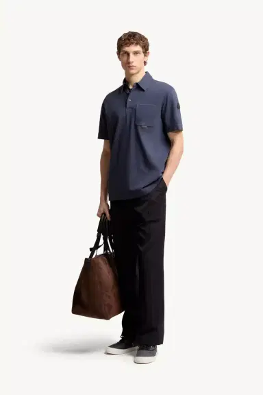 Moncler Leather Logo Cotton Piquet Polo Shirt | Thumbnail 3 Moncler Leather Logo Cotton Piquet Polo Shirt | Thumbnail 3