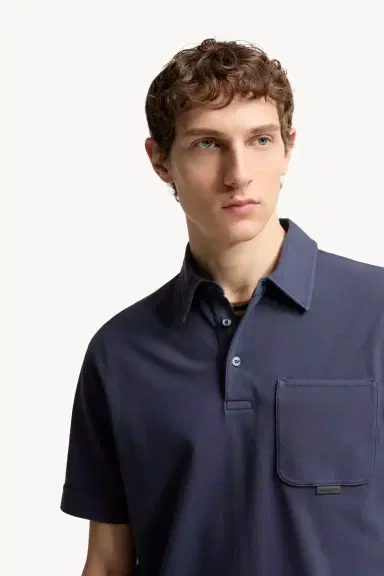 Moncler Leather Logo Cotton Piquet Polo Shirt | Thumbnail 7 Moncler Leather Logo Cotton Piquet Polo Shirt | Thumbnail 7