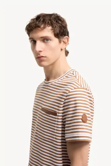 Moncler Striped Cotton T-shirt | Thumbnail 4 Moncler Striped Cotton T-shirt | Thumbnail 4