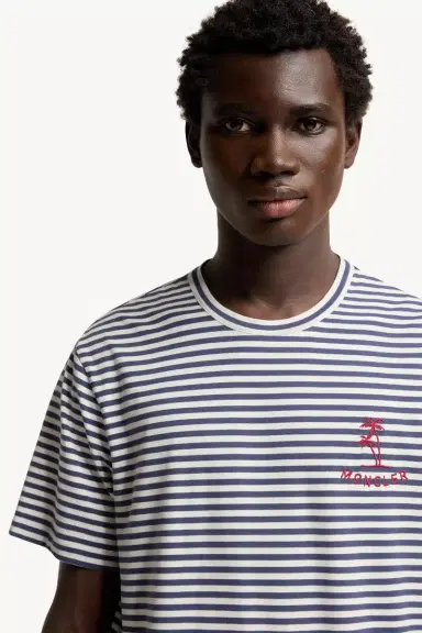 Moncler Striped Cotton & Modal Blend T-shirt | Thumbnail 7 Moncler Striped Cotton & Modal Blend T-shirt | Thumbnail 7
