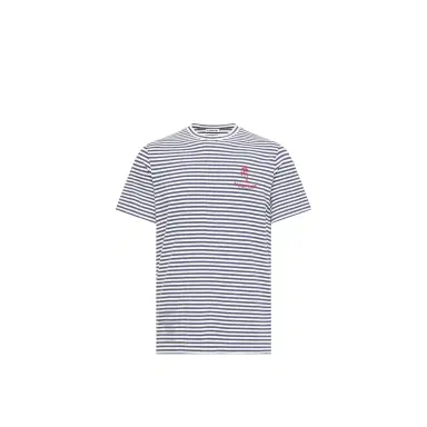 Moncler Striped Cotton & Modal Blend T-shirt | Thumbnail 1 Moncler Striped Cotton & Modal Blend T-shirt | Thumbnail 1