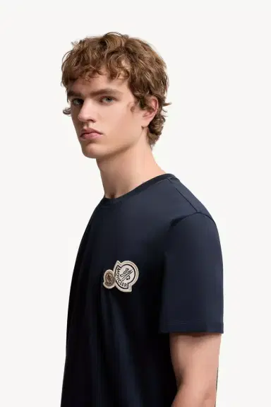 Moncler Double Logo Patch Cotton T-shirt | Thumbnail 4 Moncler Double Logo Patch Cotton T-shirt | Thumbnail 4