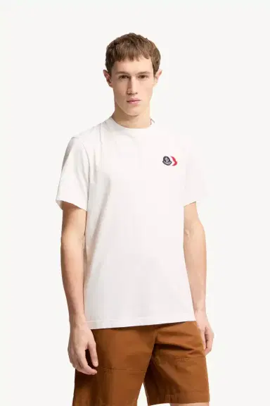 Moncler Embroidered Tricolor Logo Cotton T-shirt | Thumbnail 4 Moncler Embroidered Tricolor Logo Cotton T-shirt | Thumbnail 4