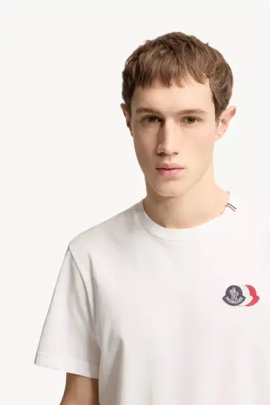 Moncler Embroidered Tricolor Logo Cotton T-shirt | Thumbnail 6 Moncler Embroidered Tricolor Logo Cotton T-shirt | Thumbnail 6