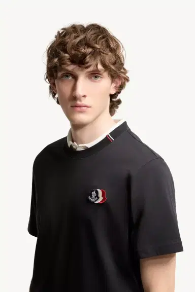 Moncler Embroidered Tricolor Logo Cotton T-shirt | Thumbnail 4 Moncler Embroidered Tricolor Logo Cotton T-shirt | Thumbnail 4