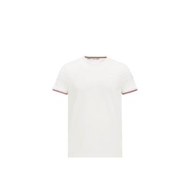 Moncler Tricolor-trimmed Cotton T-shirt | Thumbnail 1 Moncler Tricolor-trimmed Cotton T-shirt | Thumbnail 1