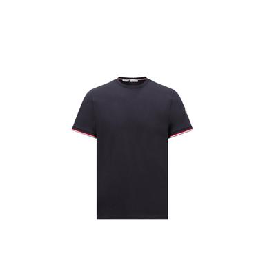 Moncler Tricolor-trimmed Cotton T-shirt | Thumbnail 1 Moncler Tricolor-trimmed Cotton T-shirt | Thumbnail 1