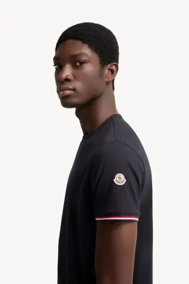 Moncler Tricolor-trimmed Cotton T-shirt | Thumbnail 4 Moncler Tricolor-trimmed Cotton T-shirt | Thumbnail 4