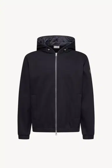 Moncler Leather Logo Cotton Blend Zip-up Hoodie | Thumbnail 2 Moncler Leather Logo Cotton Blend Zip-up Hoodie | Thumbnail 2