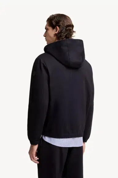 Moncler Leather Logo Cotton Blend Zip-up Hoodie | Thumbnail 6 Moncler Leather Logo Cotton Blend Zip-up Hoodie | Thumbnail 6