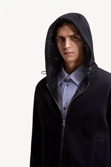 Moncler Leather Logo Cotton Blend Zip-up Hoodie | Thumbnail 7 Moncler Leather Logo Cotton Blend Zip-up Hoodie | Thumbnail 7