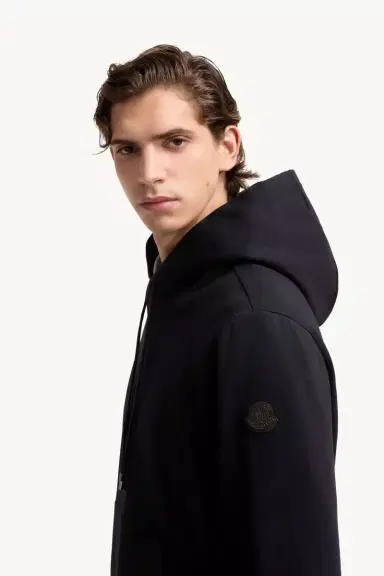 Moncler Leather Logo Cotton Blend Hoodie | Thumbnail 4 Moncler Leather Logo Cotton Blend Hoodie | Thumbnail 4