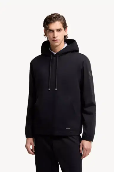 Moncler Leather Logo Cotton Blend Hoodie | Thumbnail 5 Moncler Leather Logo Cotton Blend Hoodie | Thumbnail 5