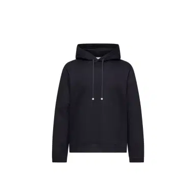 Moncler Leather Logo Cotton Blend Hoodie | Thumbnail 1 Moncler Leather Logo Cotton Blend Hoodie | Thumbnail 1