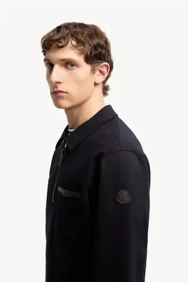 Moncler Leather Logo Cotton Blend Half-zipper Sweatshirt | Thumbnail 4 Moncler Leather Logo Cotton Blend Half-zipper Sweatshirt | Thumbnail 4