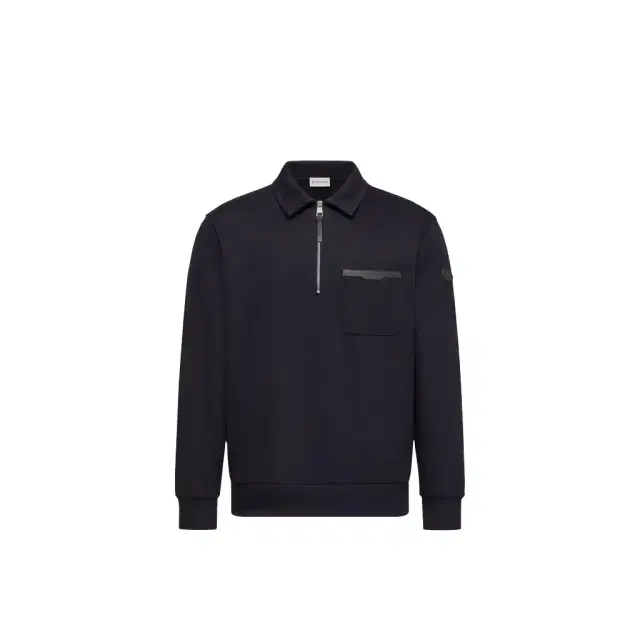 Leather Logo Cotton Blend Half-zipper Sweatshirt Leather Logo Cotton Blend Half-zipper Sweatshirt