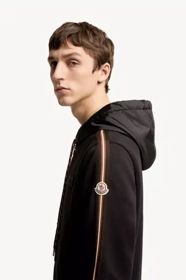 Moncler Striped Logo Cotton Hoodie | Thumbnail 4 Moncler Striped Logo Cotton Hoodie | Thumbnail 4