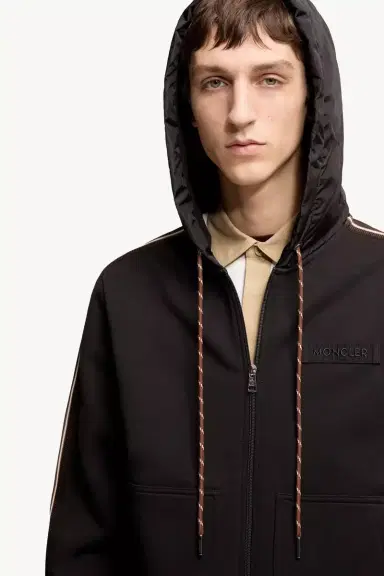Moncler Striped Logo Cotton Hoodie | Thumbnail 7 Moncler Striped Logo Cotton Hoodie | Thumbnail 7