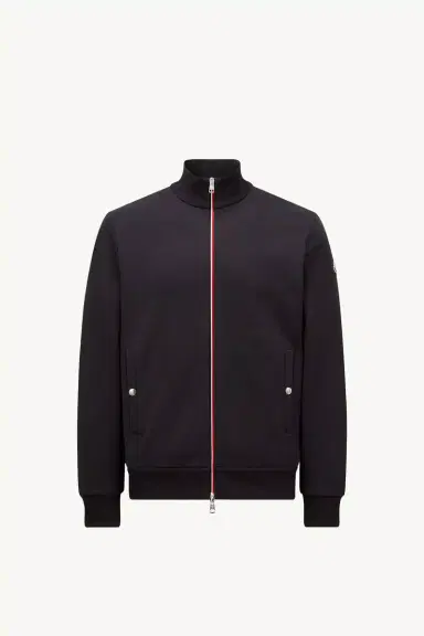 Moncler Tricolor-trimmed Cotton Zip-up Sweatshirt | Thumbnail 2 Moncler Tricolor-trimmed Cotton Zip-up Sweatshirt | Thumbnail 2