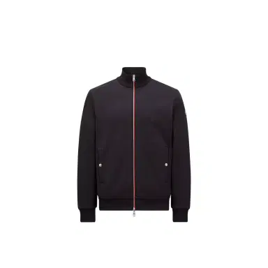 Moncler Tricolor-trimmed Cotton Zip-up Sweatshirt | Thumbnail 1 Moncler Tricolor-trimmed Cotton Zip-up Sweatshirt | Thumbnail 1