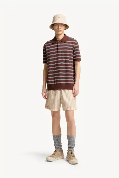 Moncler Striped Cotton Polo Shirt | Thumbnail 3 Moncler Striped Cotton Polo Shirt | Thumbnail 3