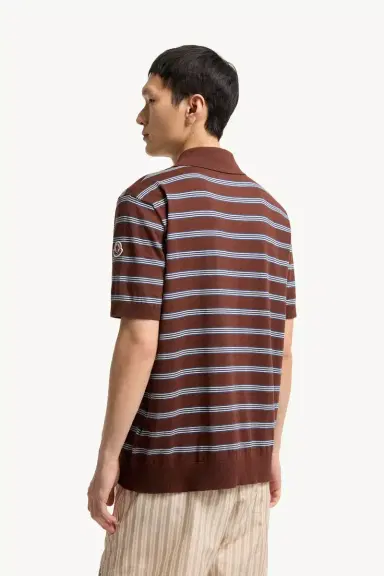 Moncler Striped Cotton Polo Shirt | Thumbnail 6 Moncler Striped Cotton Polo Shirt | Thumbnail 6