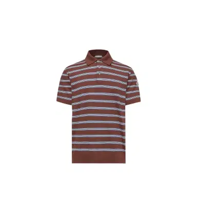 Moncler Striped Cotton Polo Shirt | Thumbnail 1 Moncler Striped Cotton Polo Shirt | Thumbnail 1
