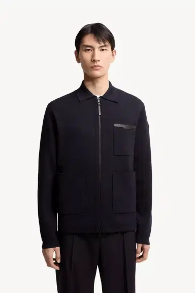 Moncler Leather Logo Wool Zip-up Cardigan | Thumbnail 5 Moncler Leather Logo Wool Zip-up Cardigan | Thumbnail 5