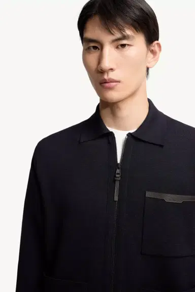 Moncler Leather Logo Wool Zip-up Cardigan | Thumbnail 7 Moncler Leather Logo Wool Zip-up Cardigan | Thumbnail 7