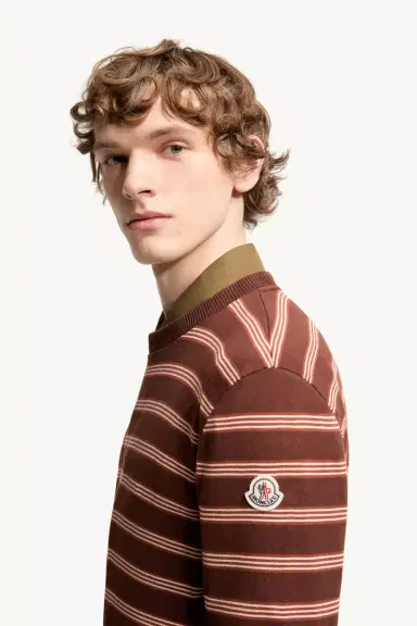 Moncler Striped Cotton Sweatshirt | Thumbnail 4 Moncler Striped Cotton Sweatshirt | Thumbnail 4