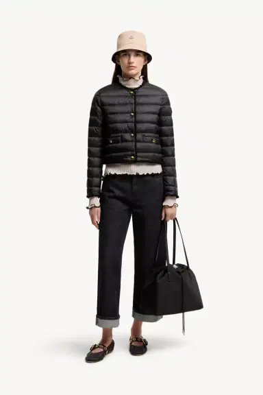Moncler Fleurs Bouclé-trimmed Short Down Jacket | Thumbnail 3 Moncler Fleurs Bouclé-trimmed Short Down Jacket | Thumbnail 3