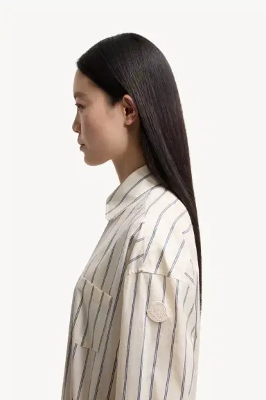 Moncler Striped Cotton & Silk Long Sleeve Shirt | Thumbnail 4 Moncler Striped Cotton & Silk Long Sleeve Shirt | Thumbnail 4