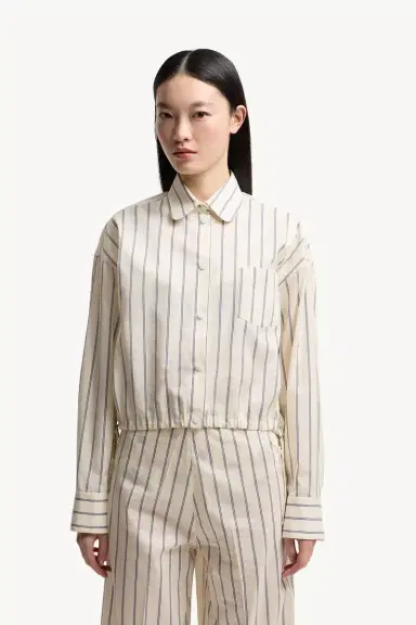 Moncler Striped Cotton & Silk Long Sleeve Shirt | Thumbnail 5 Moncler Striped Cotton & Silk Long Sleeve Shirt | Thumbnail 5