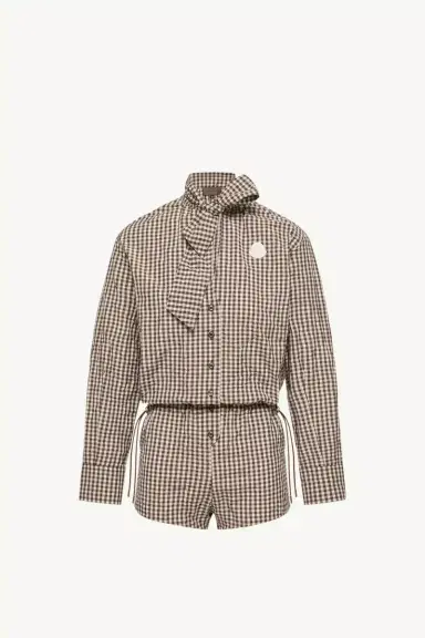 Moncler Vichy Romper With Bow | Thumbnail 2 Moncler Vichy Romper With Bow | Thumbnail 2