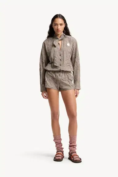 Moncler Vichy Romper With Bow | Thumbnail 5 Moncler Vichy Romper With Bow | Thumbnail 5