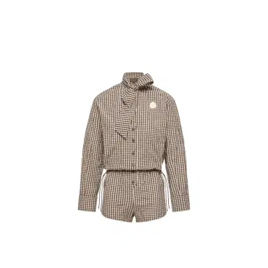 Moncler Vichy Romper With Bow | Thumbnail 1 Moncler Vichy Romper With Bow | Thumbnail 1