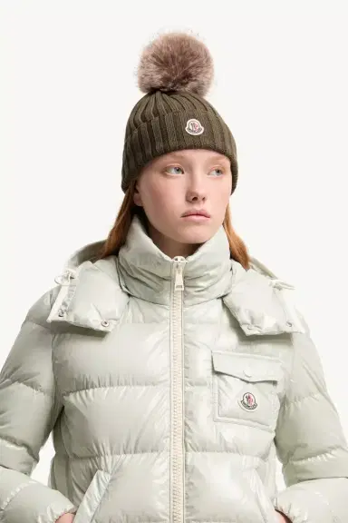 Moncler Wool Beanie With Pom Pom | Thumbnail 3 Moncler Wool Beanie With Pom Pom | Thumbnail 3