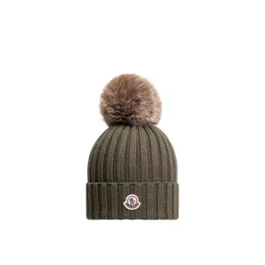Moncler Wool Beanie With Pom Pom | Thumbnail 1 Moncler Wool Beanie With Pom Pom | Thumbnail 1