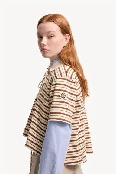 Moncler Striped Cotton Polo Shirt | Thumbnail 4 Moncler Striped Cotton Polo Shirt | Thumbnail 4