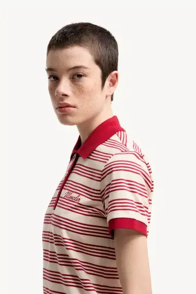 Moncler Striped Cotton Polo Shirt | Thumbnail 4 Moncler Striped Cotton Polo Shirt | Thumbnail 4