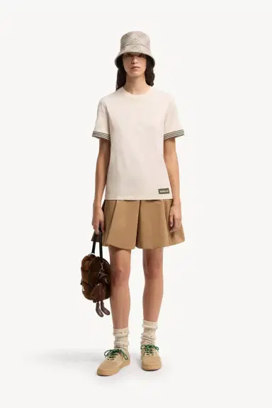 Moncler Crochet-trimmed Cotton Logo T-shirt | Thumbnail 3 Moncler Crochet-trimmed Cotton Logo T-shirt | Thumbnail 3