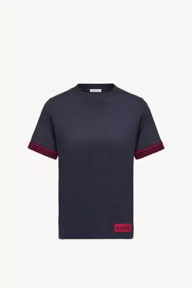 Moncler Crochet-trimmed Cotton Logo T-shirt | Thumbnail 2 Moncler Crochet-trimmed Cotton Logo T-shirt | Thumbnail 2