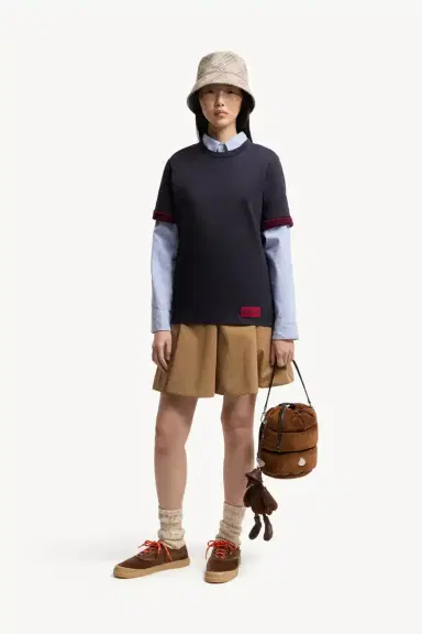 Moncler Crochet-trimmed Cotton Logo T-shirt | Thumbnail 3 Moncler Crochet-trimmed Cotton Logo T-shirt | Thumbnail 3