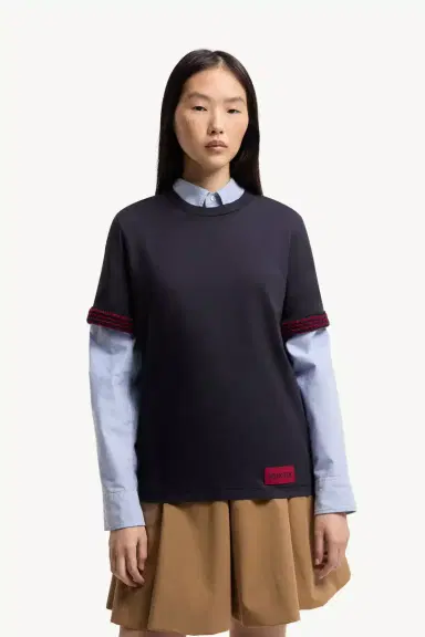Moncler Crochet-trimmed Cotton Logo T-shirt | Thumbnail 5 Moncler Crochet-trimmed Cotton Logo T-shirt | Thumbnail 5