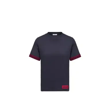 Moncler Crochet-trimmed Cotton Logo T-shirt | Thumbnail 1 Moncler Crochet-trimmed Cotton Logo T-shirt | Thumbnail 1