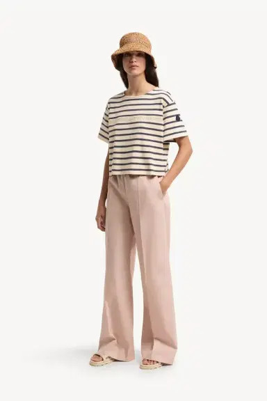 Moncler Macramé-trimmed Striped Cotton T-shirt | Thumbnail 3 Moncler Macramé-trimmed Striped Cotton T-shirt | Thumbnail 3
